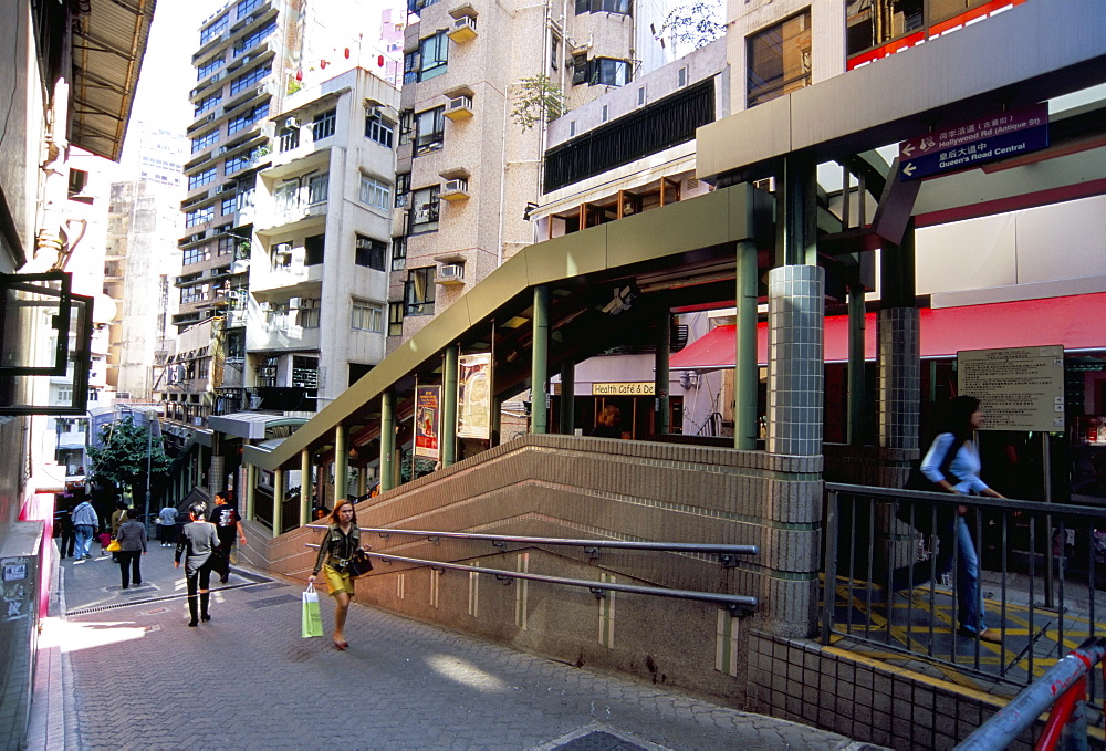 Mid-Levels escalator, Hong Kong Island, Hong Kong, China, Asia