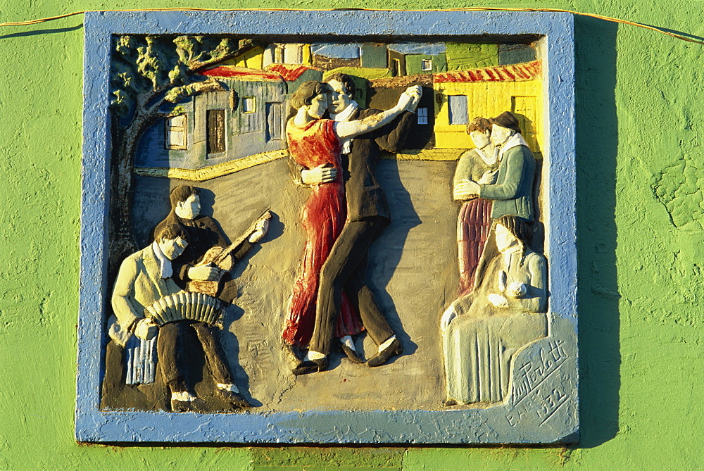 Mural in La Boca district where the tango originated, Buenos Aires, Argentina, South America