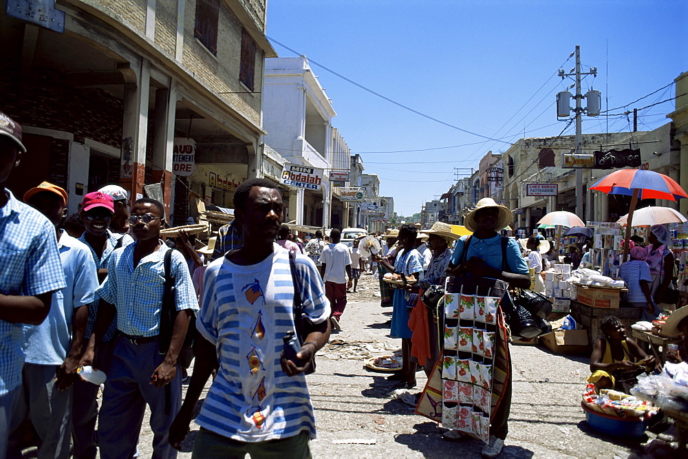 Market scene, downtown, Port au Prince, Haiti, West Indies, Central America