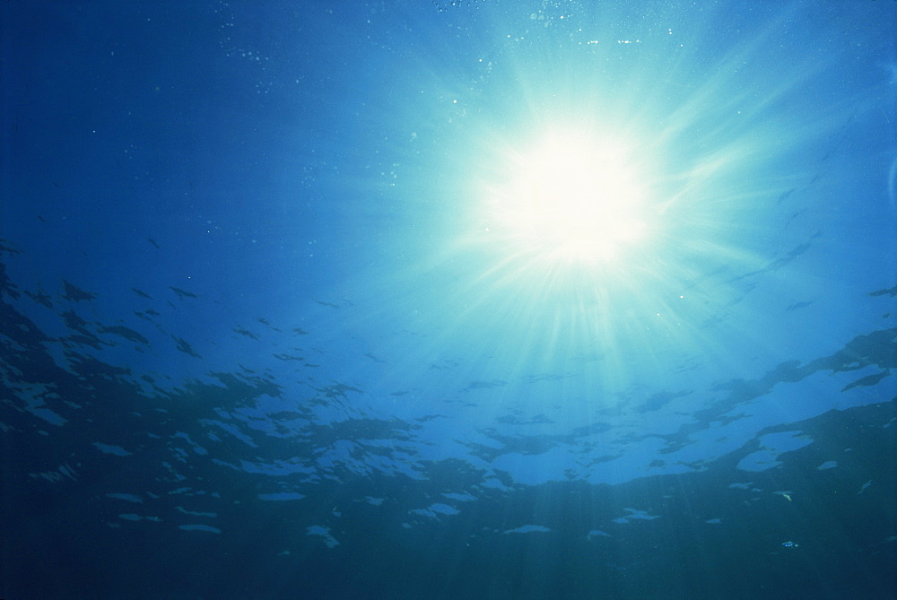 Rays of sunlight through the surface from underwater, on Similan Island, Thailand, Southeast Asia, Asia