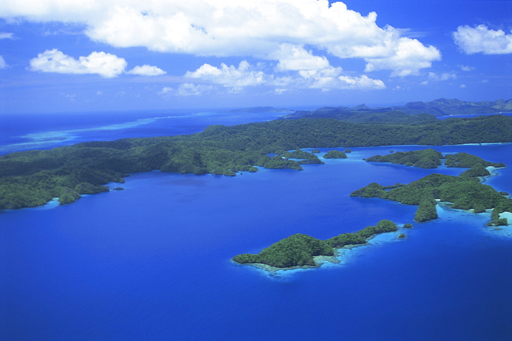 Aerial view of Bay of Islands, northwestern Vanua Balavu, northern Lau group, Fiji, South Pacific islands, Pacific