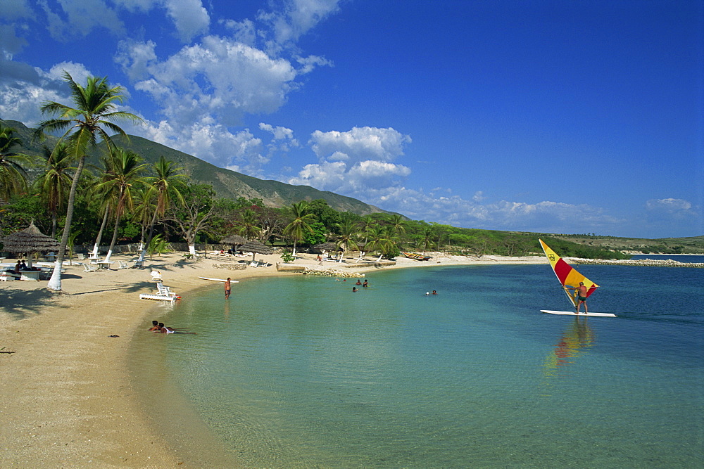 The beach at the Kyona Beach Club, near Port au Prince, Haiti, West Indies, Caribbean, Central America