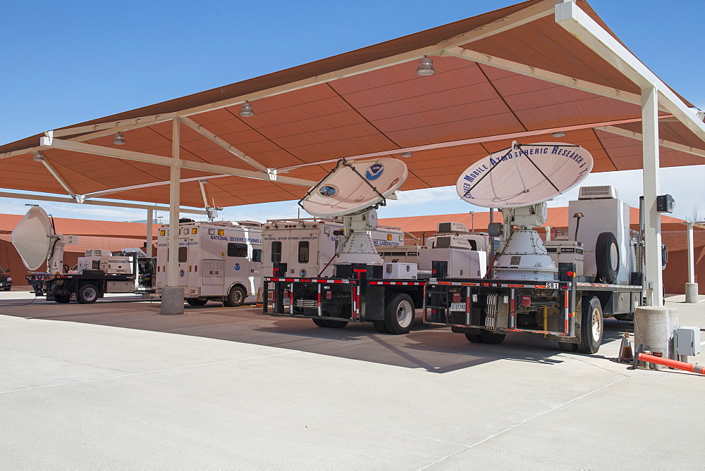 Dual-polarized X-Band mobile radar known as NOAA X-POL (NOXP), a mobile Doppler radar that operates on a 3cm wavelength (X-Band), National Weather Center, Oklahoma, United States of America, North America