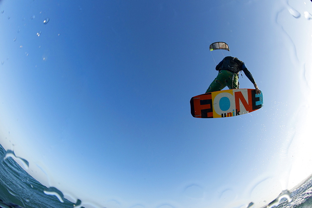 Kite surfing on Red Sea Coast of Egypt, North Africa, Africa