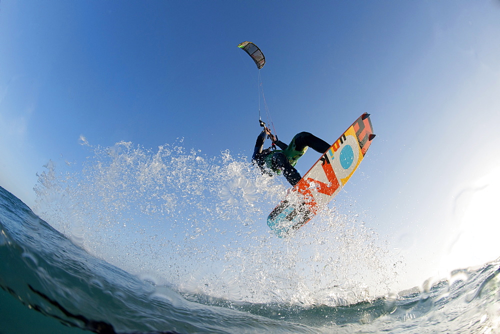 Kite surfing on Red Sea Coast of Egypt, North Africa, Africa