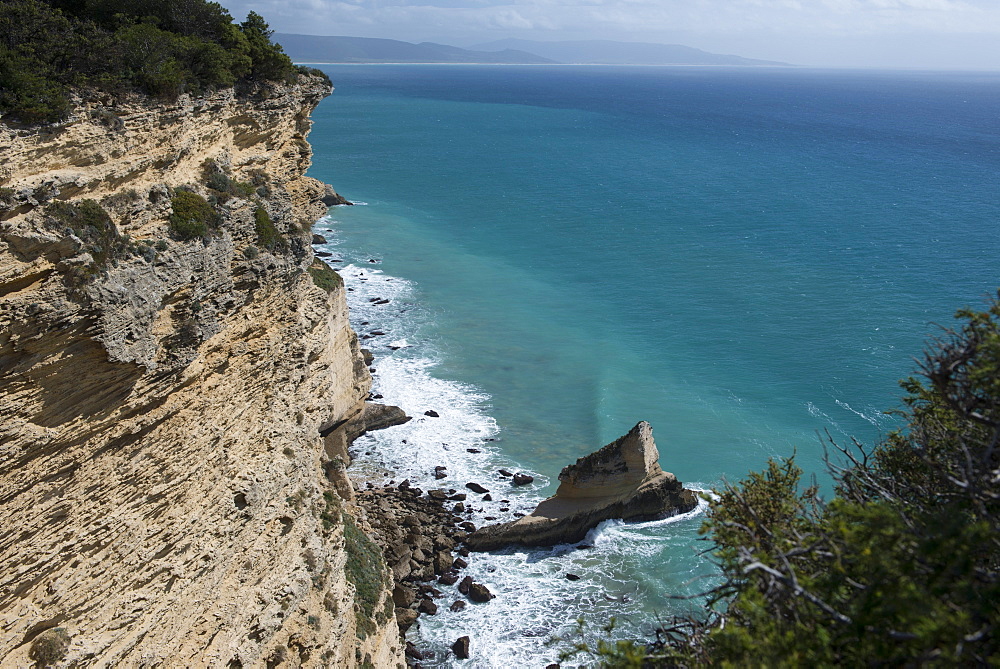 Rocky cliffs on the Andalucian Atlantic coast, Brena y Marismas de Barbate park, Andalucia's second largest coastal reserve, Andalucia, Spain, Europe