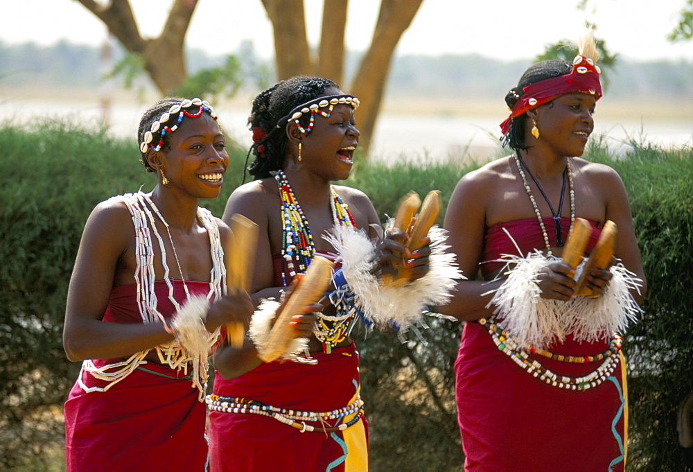 Dancers at the airport, the Gambia, West Africa, Africa