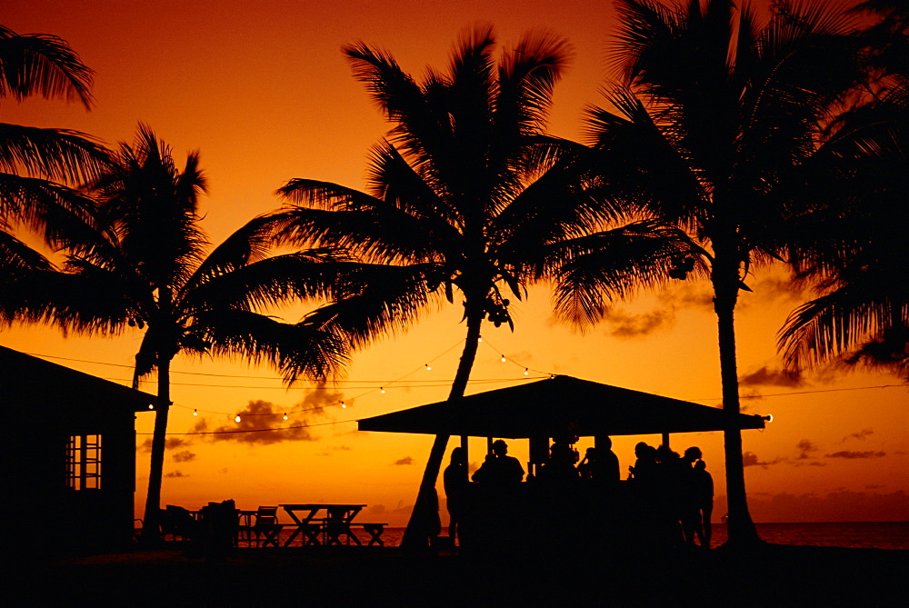 Bar at sunset, Antigua, Caribbean, West Indies