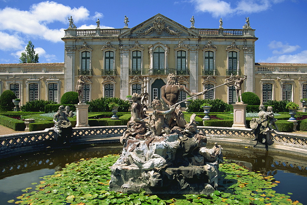 Fountain in front of the Queluz Palace in Lisbon, Portugal, Europe