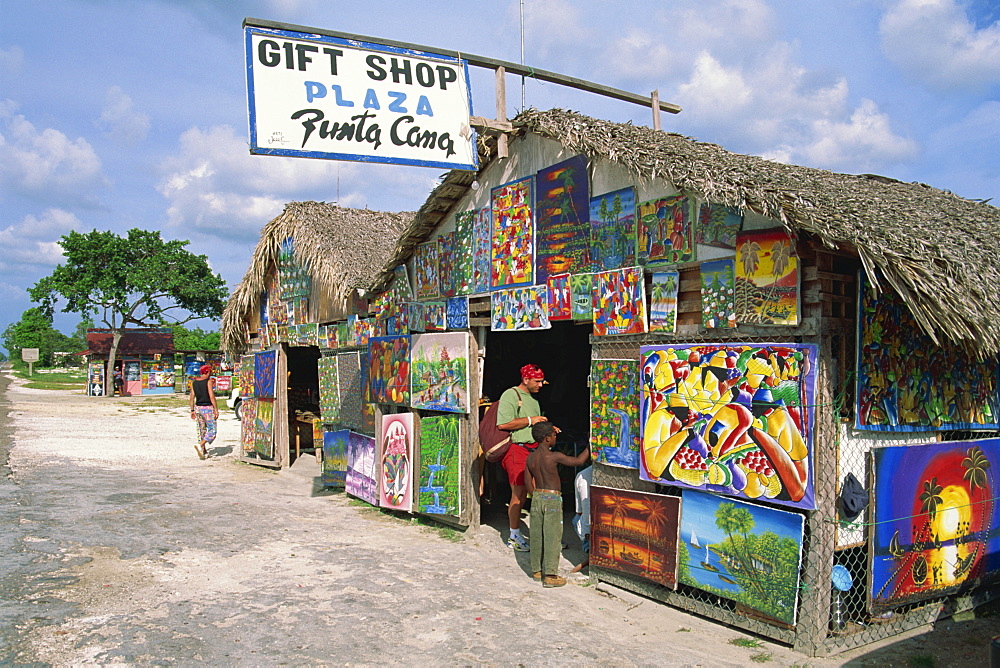 Gift shop covered in artwork, Punta Cana, Dominican Republic, West Indies, Caribbean, Central America