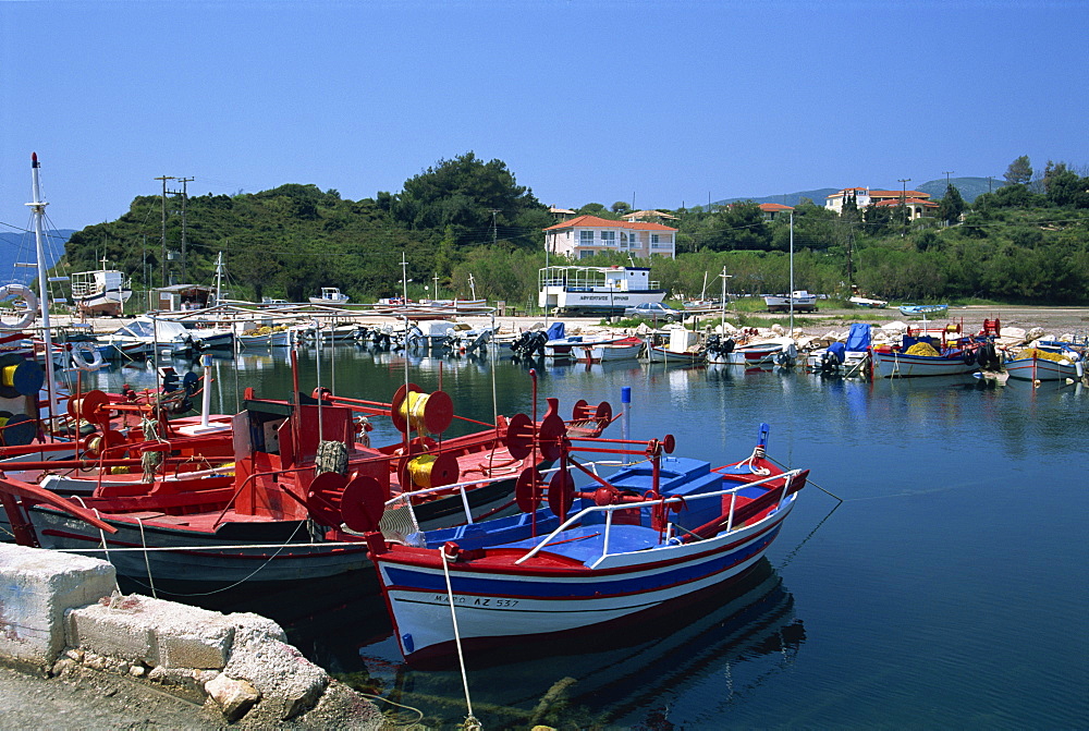 Boats in harbour at Lithakia, Zakynthos, Ionian Islands, Greek Islands, Greece, Europe