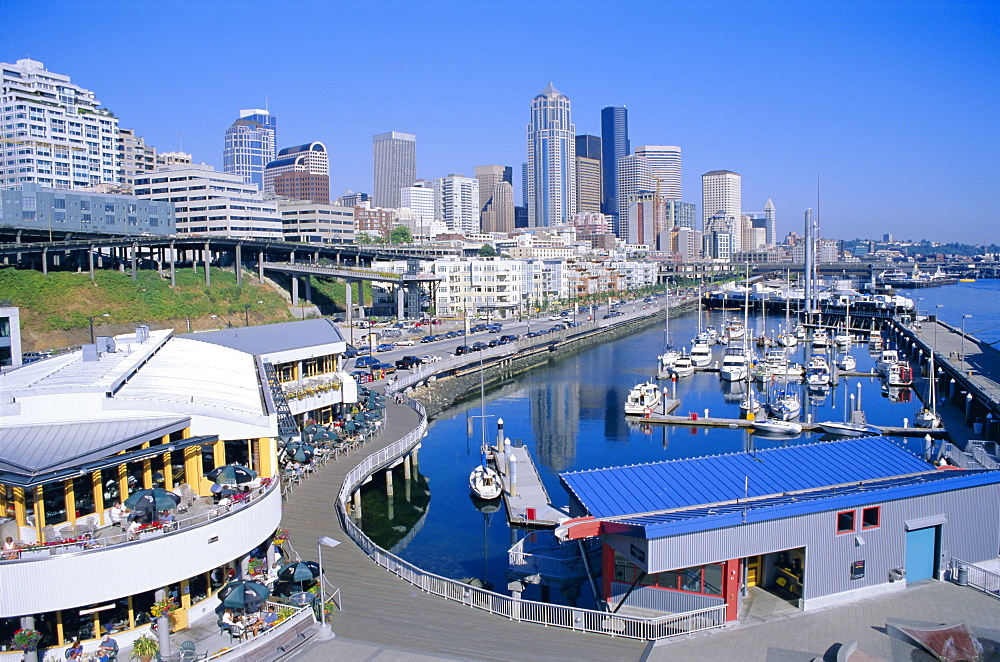 City skyline and waterfront, Seattle, Washington State, United States of America (U.S.A.), North America