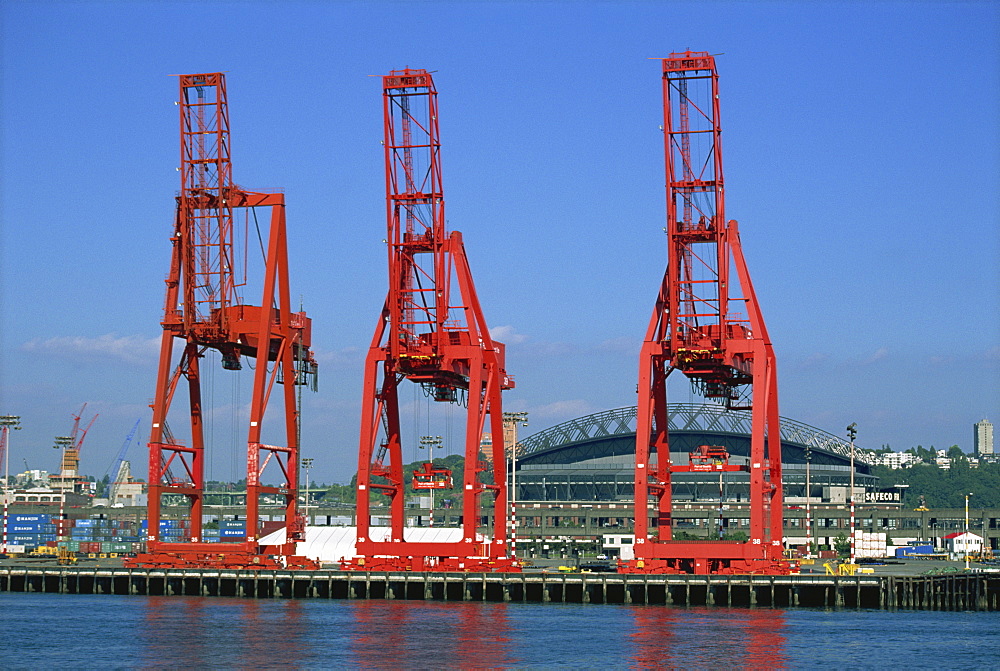 Dockside cranes, Seattle, Washington state, United States of America, North America