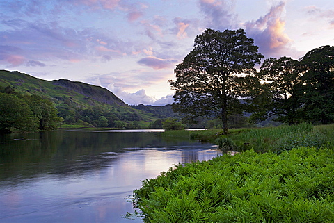 Sunset, Rydal Water, Lake District National Park, Cumbria, England, United Kingdom, Europe