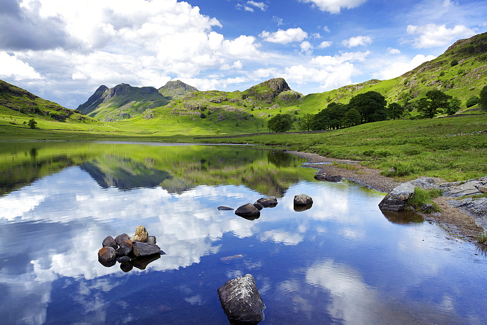 Blea Tarn and Langdale Pikes, Lake District National Park, Cumbria, England, United Kingdom, Europe