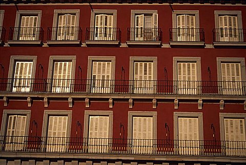 Balconies, Plaza Mayor, Madrid, Spain, Europe