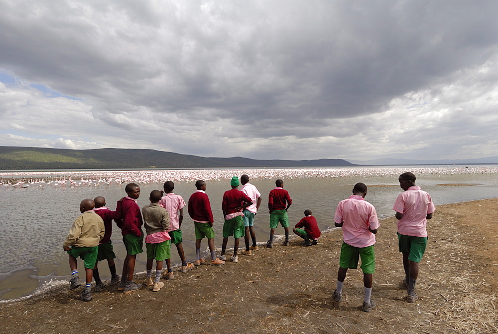 School children, Lake Nakuru National Park, Kenya, East Africa, Africa