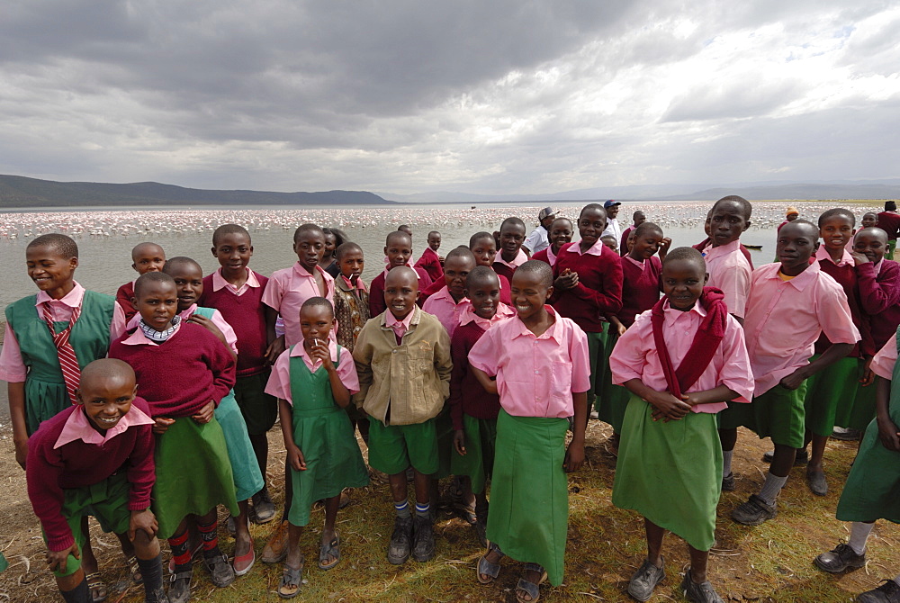 School children, Lake Nakuru National Park, Kenya, East Africa, Africa