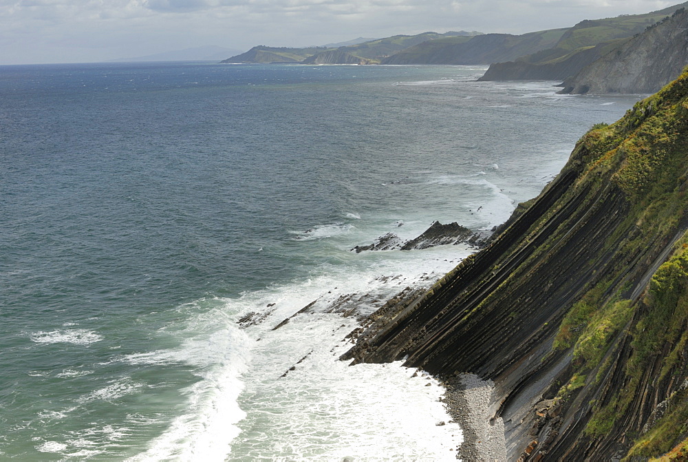 View from high point on the wild Basque coast, Euskadi, Spain, Europe