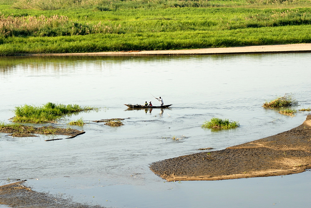 Canoe on the Zambezi River, Caia, Mozambique, Africa