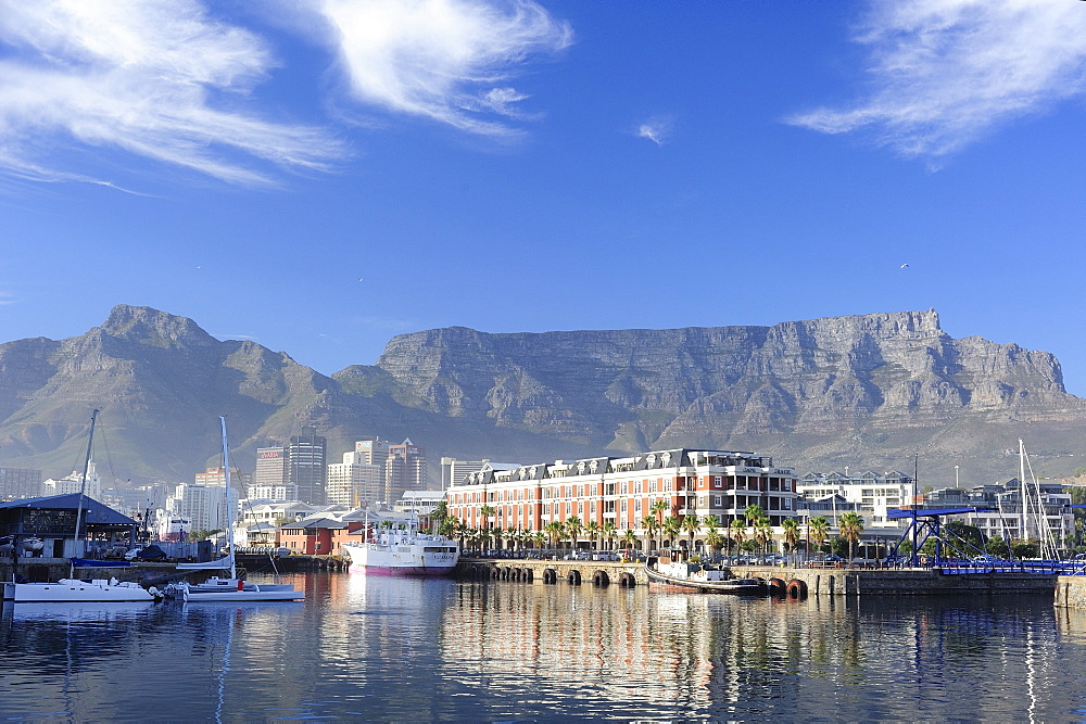 The Waterfront and Table Mountain in the early morning, Cape Town, South Africa, Africa