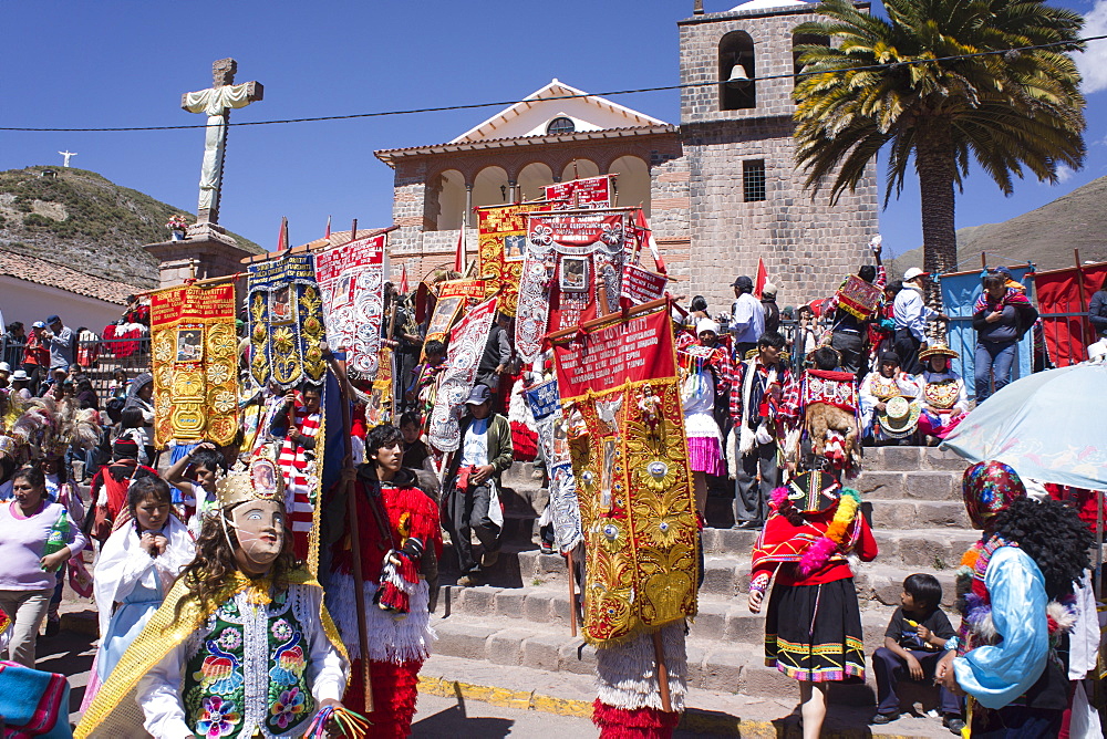 Religious festival in preparation for the Corpus Christi festival, Urcos, Peru, South America 