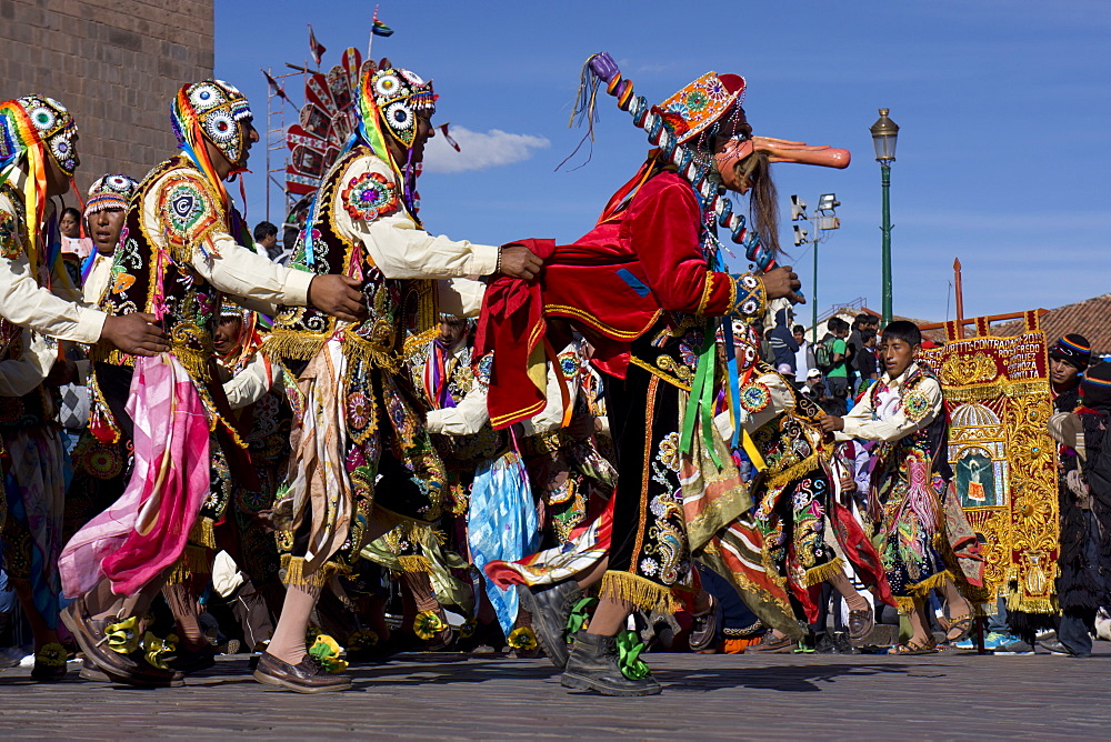 The festivities of Corpus Christi, the most important religious festival in Peru, held in Cuzco, Peru, South America