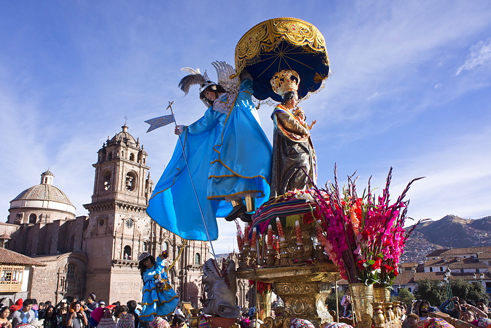 The festivities of Corpus Christi, the most important religious festival in Peru, held in Cuzco, Peru, South America