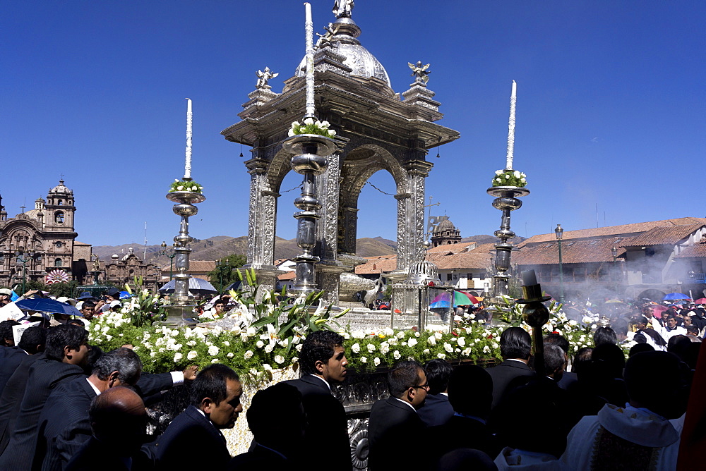 The festivities of Corpus Christi, the most important religious festival in Peru, held in Cuzco, Peru, South America