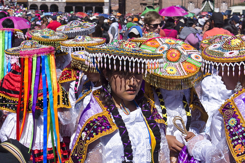 The festivities of Corpus Christi, the most important religious festival in Peru, held in Cuzco, Peru, South America