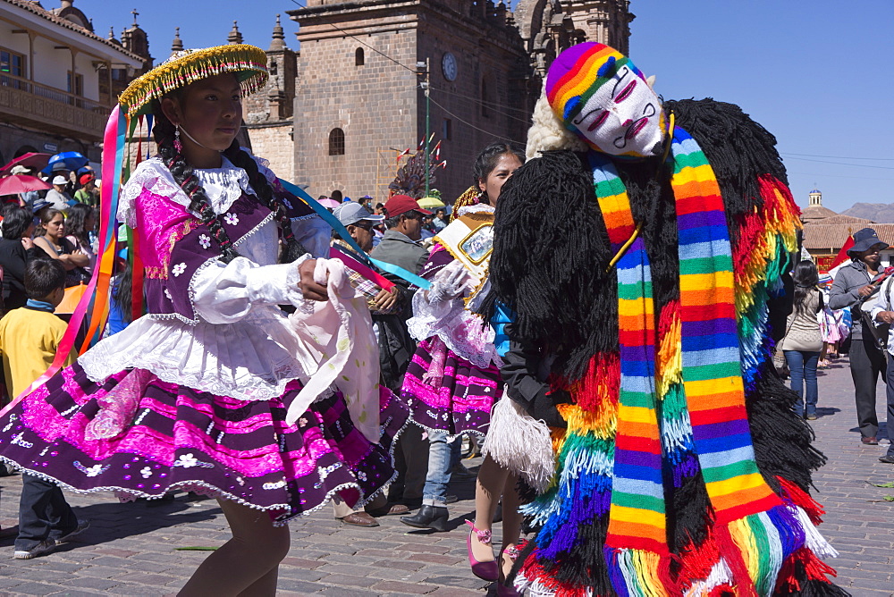 The festivities of Corpus Christi, the most important religious festival in Peru, held in Cuzco, Peru, South America