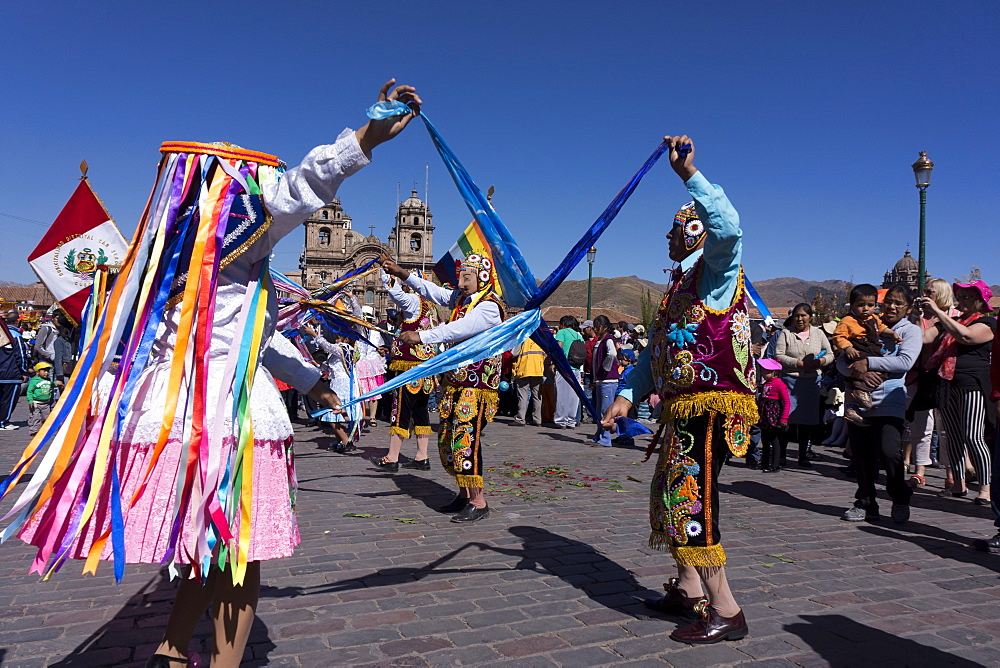 The festivities of Corpus Christi, the most important religious festival in Peru, held in Cuzco, Peru, South America