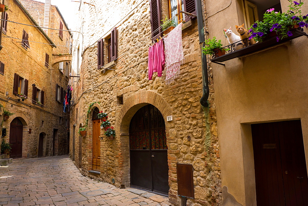 Street in old town, Volterra, Tuscany, Italy, Europe