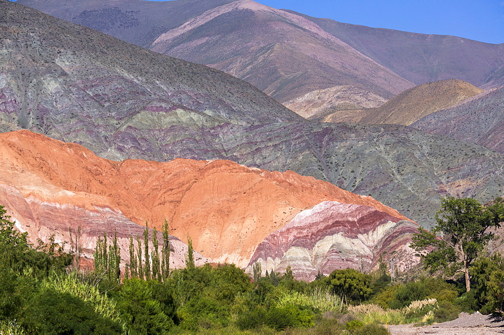 Multi coloured mountains, Humahuaca, province of Jujuy, Argentina, South America