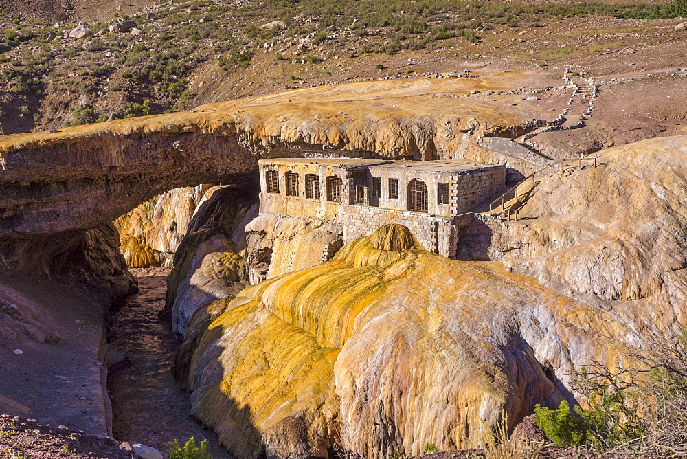 Inca natural bridge, volcanic sediment, Mendoza district, Argentina, South America