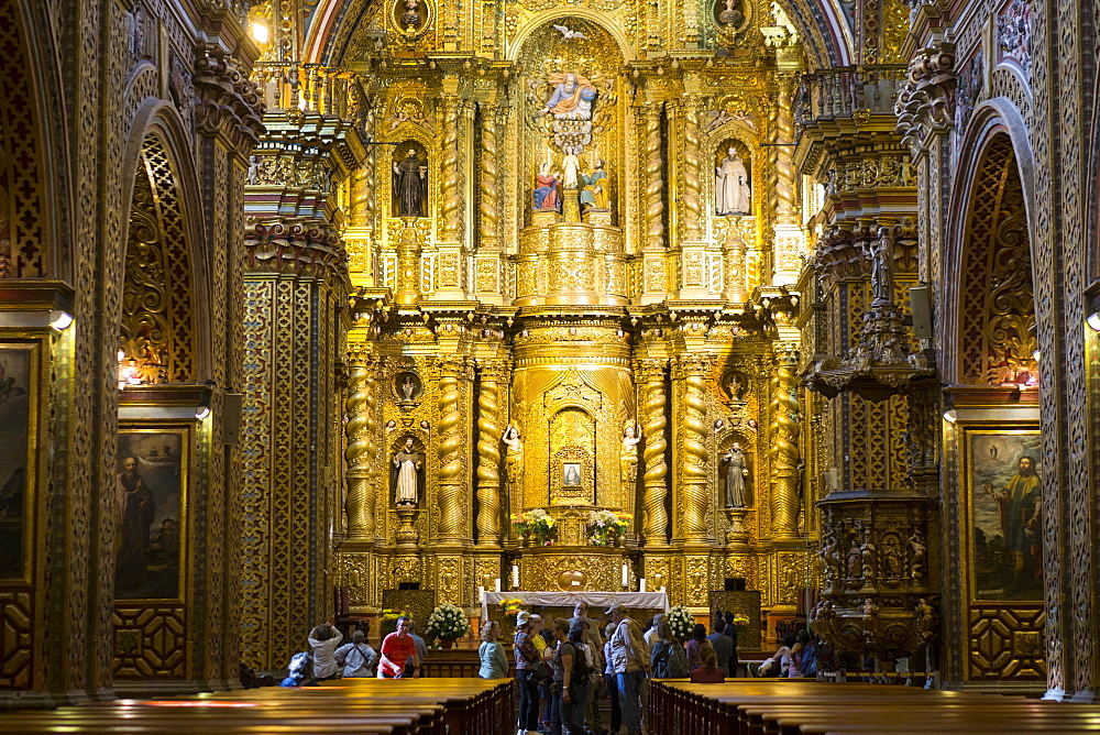 Interior of Iglesia de la Compania de Jesus, UNESCO World Heritage Site, Quito, Ecuador, South America