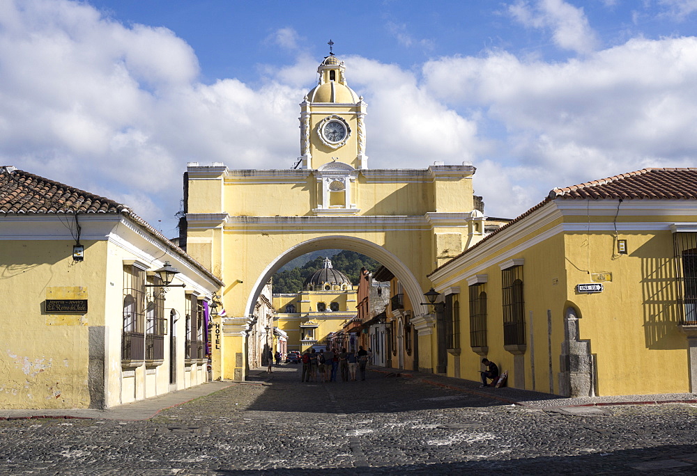 Arch leading to Merced church, Antigua, UNESCO World Heritage Site, Guatemala, Central America