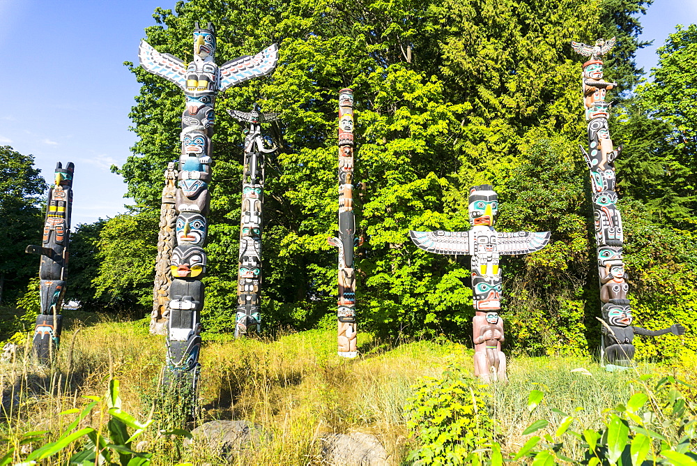 Totems, Stanley Park, Vancouver, British Columbia, Canada, North America