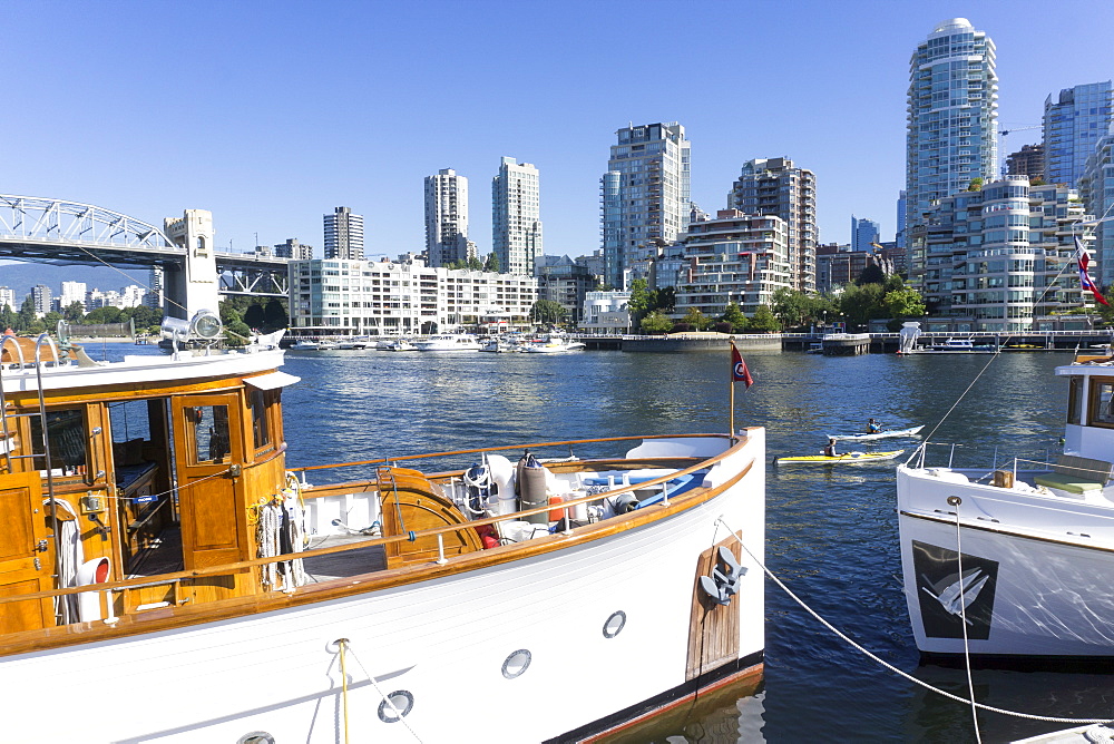 Vancouver Marina and city in background, Vancouver, British Columbia, Canada, North America