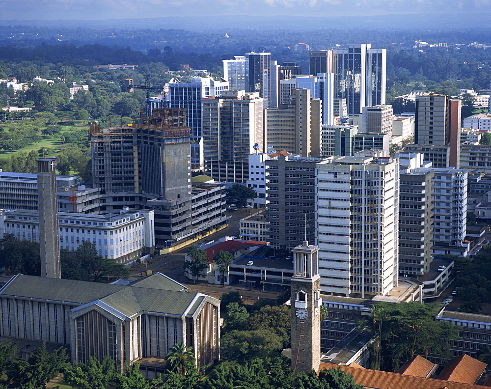 Aerial view over Nairobi, Kenya, East Africa, Africa