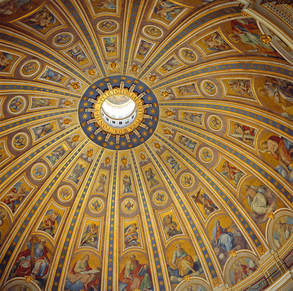 Ceiling, Interior of the Dome, St Peter's Basilica, Rome, Lazio, Italy