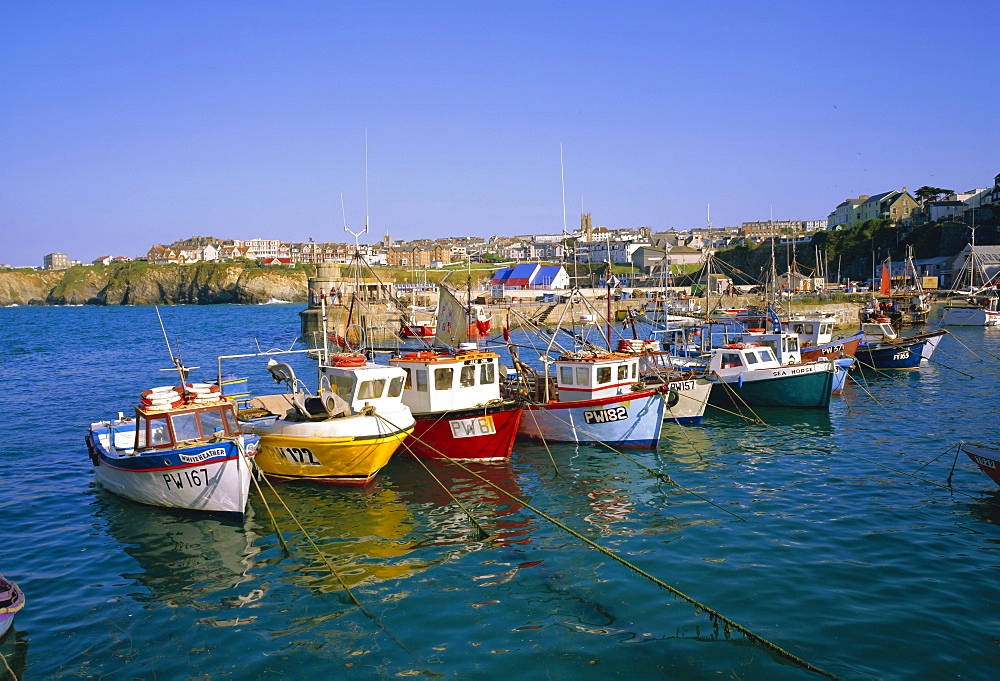 Small boats in the harbour, Newquay, Cornwall, England, UK