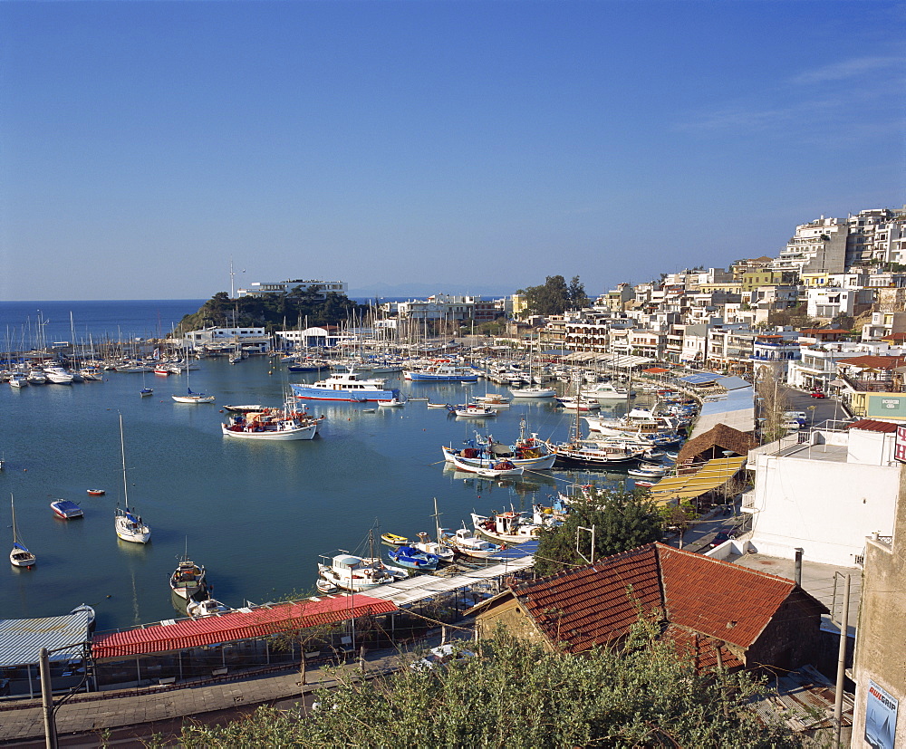 Boats in the yacht harbour and the town of Piraeus in the background, near Athens, Greece, Europe