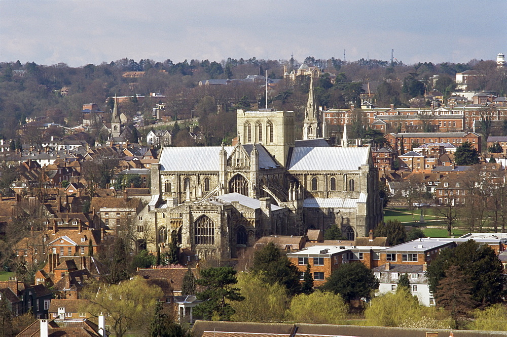 City and cathedral, Winchester, Hampshire, England, United Kingdom, Europe