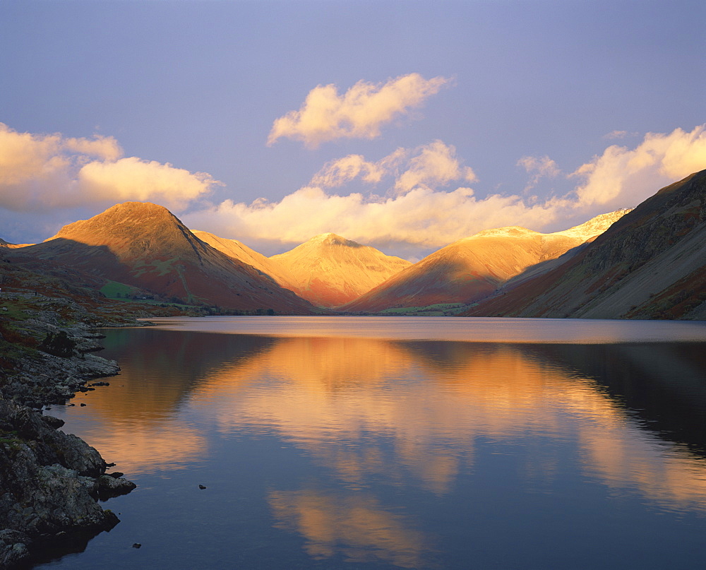 Wasdale Head and Great Gable reflected in Wastwater, Lake District National Park, Cumbria, England, United Kingdom, Europe