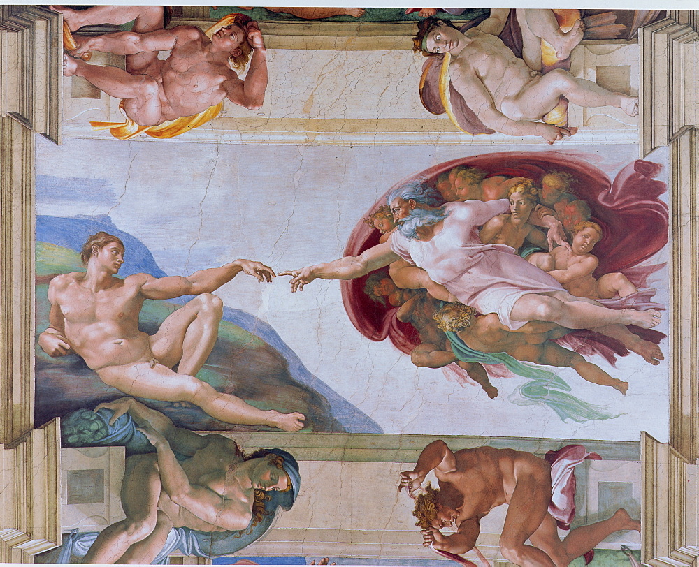 Michelangelo, The Creation of Adam in the Sistine Chapel, Vatican, Rome, Lazio, Italy, Europe