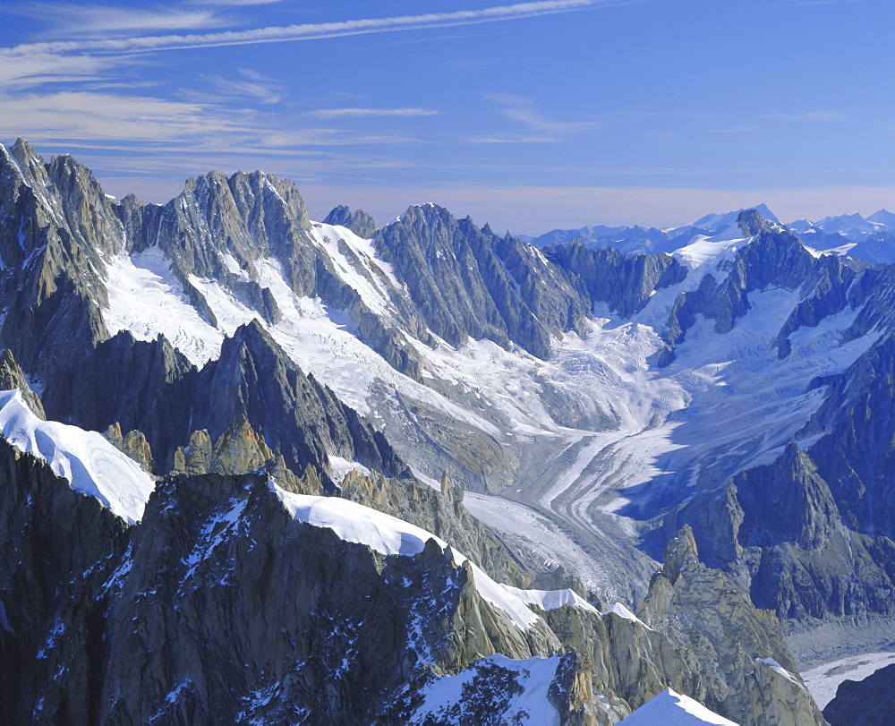 Mont Blanc range near Chamonix, French Alps, Haute-Savoie, France, Europe