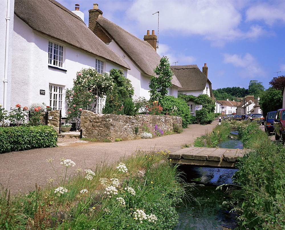 Thatched cottages, Otterton, south Devon, England, United Kingdom, Europe