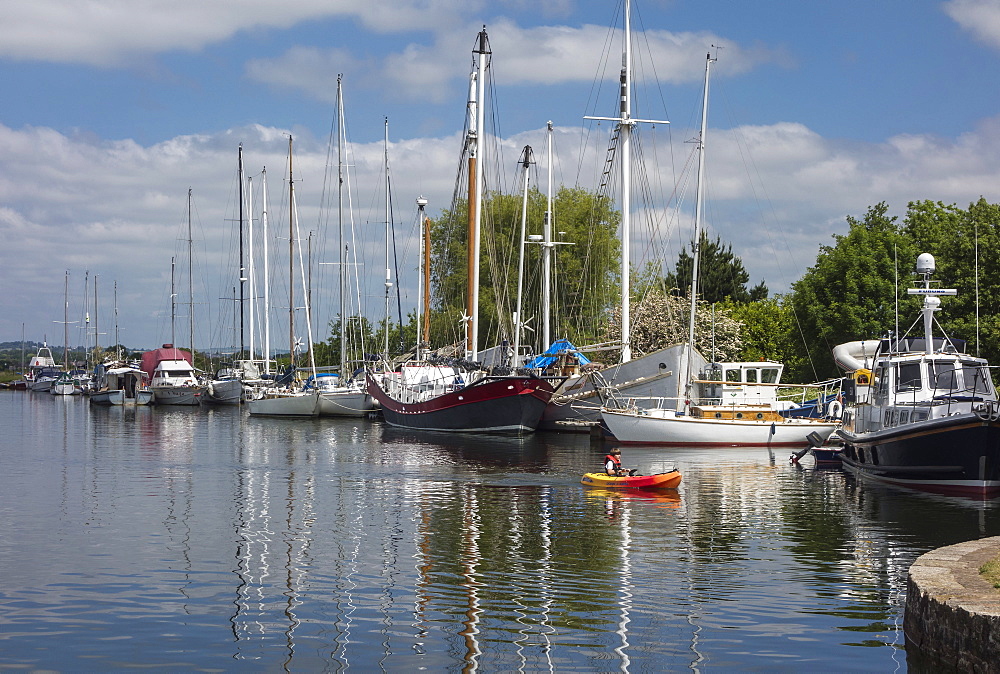 Boats moored in Exeter Ship Canal, Exeter, Devon, England, United Kingdom, Europe