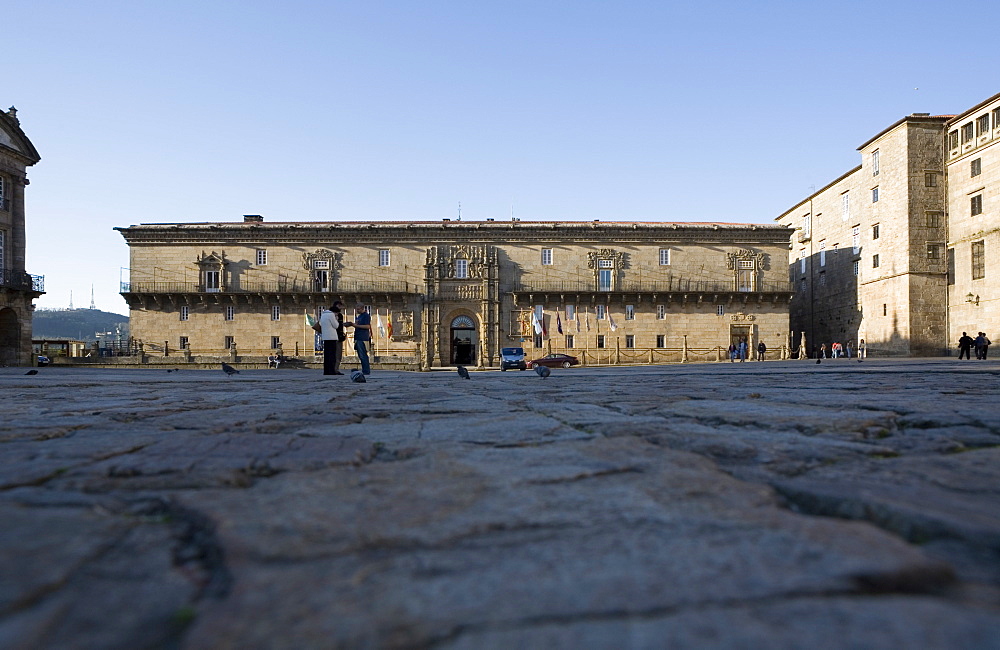 Hostal de los Reyes Catolicos, dating from 1499, now a Parador hotel, Praza do Obradoiro, Santiago de Compostela, Galicia, Spain, Europe